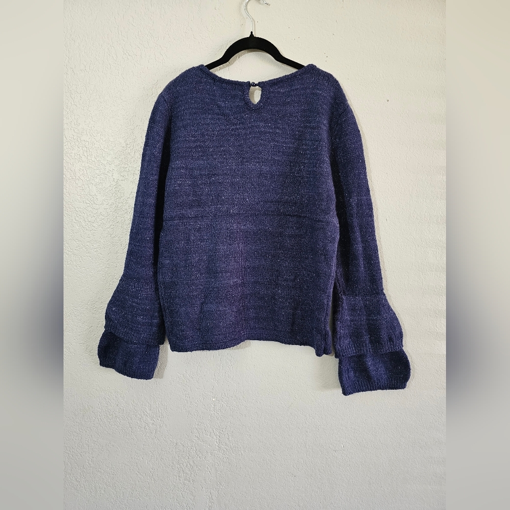 NWT Blush And Bloom Balloon Sleeve Sweater, Navy, Womens Large - Picture 4 of 6